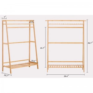 대나무 옷 코트 바닥 대나무 옷장을위한 헤비 듀티 랙